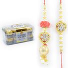 Heart Shape Bhaiya Bhabhi Rakhis with Ferrero Rocher Medium Pack