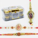 Rakhi with Chocolate Two Brother and One Lumba Rakhi with Ferreo Rocher Chocolate