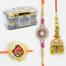 Family Set of Rakhis with 16 Pc Ferrero Rocher Chocolate