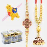 Famous Branded Ferrero Rocher Chocolate with Family Rakhi Set of Kid and Couples