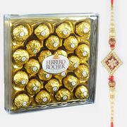Big Pack of Ferrero Rocher Brand Chocolate with Bro Written Amazing Brother Rakhi