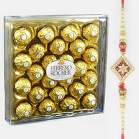 Big Pack of Ferrero Rocher Brand Chocolate with Bro Written Amazing Brother Rakhi