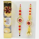 Flower Shape Diamond Bhai and Bhabhi Rakhi with Pack of Ferrero Richer Brand Chocolate