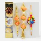 Ferrero Rocher Chocolate Pack of 4 with Bhaiya Bhabhi and Kid Rakhi Set of 3