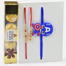 Ferrero Rocher Chocolate Small Pack with Beads Bhai and Bhabhi Rakhi and Cartoon Kid Rakhi