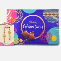 Peacock Design Bhaiya Bhabhi Rakhis with Cadbury Small Celebration
