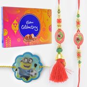 Chocolate with Rakhi Pack of Celebration Small Chocolate with Family Set of Rakhis