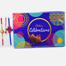 Pearl Studded Bhai Rakhi with Lumba Kids Rakhi and Small Chocolate Celebration