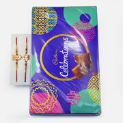 Beard and Mustache Design Two Brother Rakhis with Big Cadbury Celebration Pack