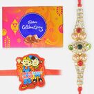 Jewel Rakhi for Brother with Kid Rakhi and Celebration Chocolate Big Pack