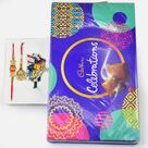 Jewel and Beads Design Brother and Lumba Rakhi with Kid Rakhi and Cadbury Celebration Chocolate Pack Big