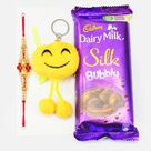 Dairy Milk Silk Bubbly With Kid Soft Toy Rakhi and Jewel Brother Rakhi