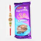 Cadbury Dairy Milk Silk Oreo Chocolate with Meenakari Work Pear Rakhi  