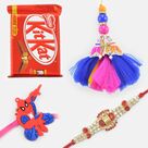 Jewel Studded Brother Rakhi with Beads Lumba Spiderman Kid and Kitkat Chocolate Pack