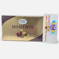 Three Rakhis for Family with Chocolate of Ferrero Rocher Moments