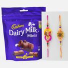 Zardosi Work Designer Rakhis for Two Brothers with Dairy Milk Chocolate Pack of Minis
