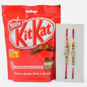 Veera Written Silver Rakhis for Brother with Kikat Chocolates Pack