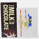 Family Set of Elegant Rakhis with Milk Chocolate by Amul Brand