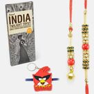 Meena work Design Bhai Bhabhi Rakhi with Kid Rakhi and Amul Indian Twilight Tryst Chocolate Pack 