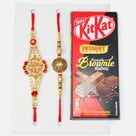 Two Stunning Looking Brother Rakhis with Kitkat Brownie Chocolate Small Pack