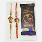 Beaded Amazing Looking Two Brother Rakhis with Bournville Chocolate Small 