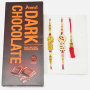 Bro Written Modern Type Stylish Bro Rakhi with Lumba and Amul Chocó Beans Chocolate