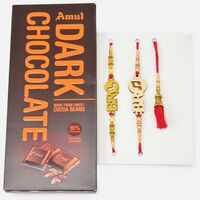 Bro Written Modern Type Stylish Bro Rakhi with Lumba and Amul Chocó Beans Chocolate