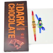Vir Kid Rakhi with Golden Color Bhai Rakhi and Choco Beans Dark Chocolate