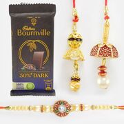 Cadbury Bournville 2 Pack of Chocolates with 2 Lumba and One Brother Rakhis Set