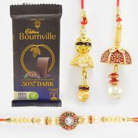 Cadbury Bournville 2 Pack of Chocolates with 2 Lumba and One Brother Rakhis Set