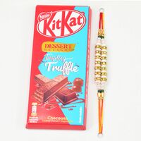Kitkat Dessert Tempting Truffle Chocolate with Design Jewel and Beads Bhai Rakhi