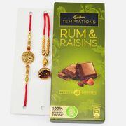Golden Bhaiya Bhabhi Rakhi Set with Cadbury Temptation Chocolate
