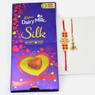 Jewel Studded Rakhi and Amazing Lumba Rakhi with Cadbury Dairy Milk Heart Pop Chocolate