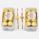 Amazing Set of 2 Rakhis and 2 Ferrero Rocher 16 Pc Chocolate Box 