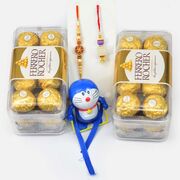Bhaiya Bhabhi and Kid Rakhi Set with Branded Ferrero Rocher 2 Pack of 16 Pc