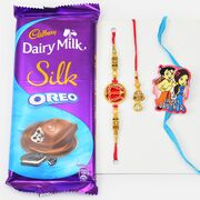 Cadbury Oreo Chocolate with Bhaiya Bhabhi and Sweet Brother Kid Rakhi Hamper