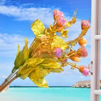 Gloden Leaves PurpleFlower Decorative Plant