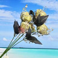 Dark Leaves with White Roses Decorative Artificial Plant