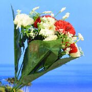 Big Leaf Red and White Decorative Artificial Plant for Pot