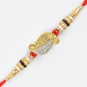 Silver and Golden Base Designer Om Rakhi