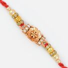 Floral Base with Diamonds and Beads Mauli Rakhi 