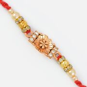 Floral Base with Diamonds and Beads Mauli Rakhi 