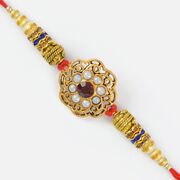 Decorative Mani Diamond Rich Centered Floral Designer Rakhi