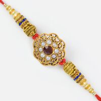 Decorative Mani Diamond Rich Centered Floral Designer Rakhi