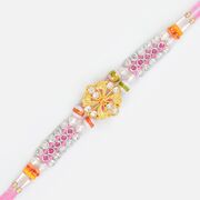 Golden Floral Triple Linear Rakhi