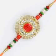 Beautiful Crystal Marquise with Center Ruby and Designed with Gems Rakhi