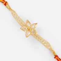 Central Diamond Floral Golden Touch Rakhi