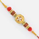 Golden Ring Diamond Square Rudraksha Special Beaded Rakhi