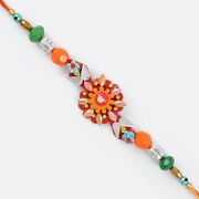 Floarl Shape and Design with Crystal and Colorful Beads Rakhi