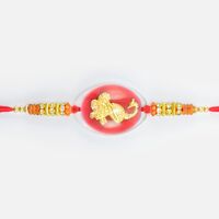 Golden Color Peacock in Transparent Glass New Design Antique Rakhi